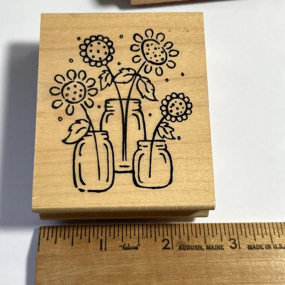 Lot of 5 Rubber Stamps-Floral-If Friends Were Flowers I'd Pick You-Daisy-Jars